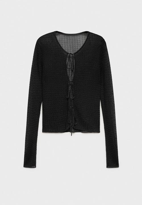 MANGO - Cardigan Bow - Black