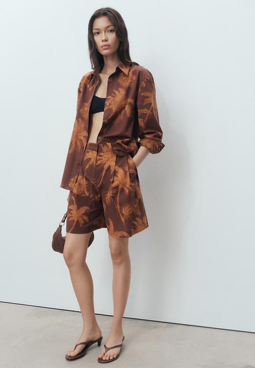 MANGO - Bermudas Lana - Brown