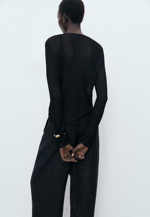 MANGO - Cardigan Bow - Black