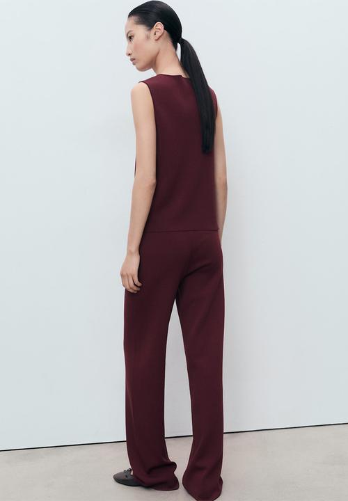 MANGO - Trousers Yolando - Dark Red