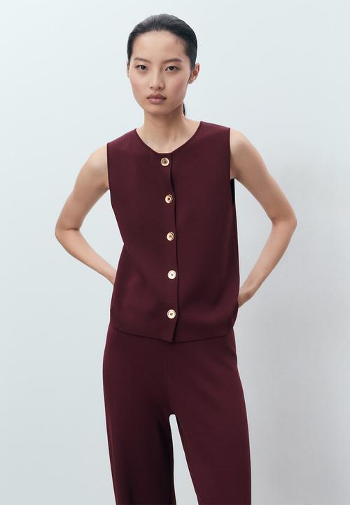 MANGO - Trousers Yolando - Dark Red