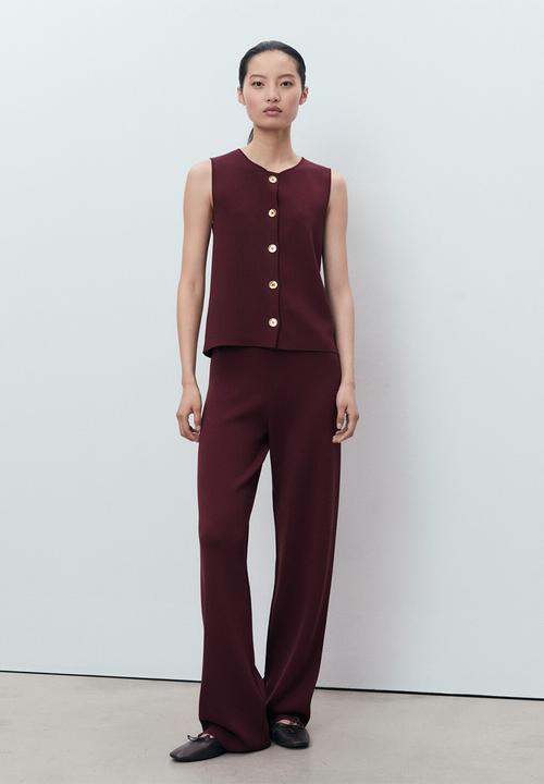 MANGO - Trousers Yolando - Dark Red