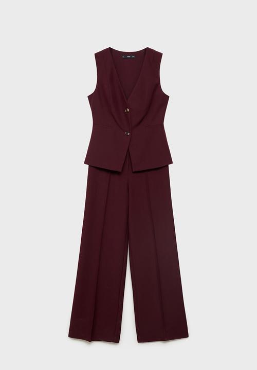 MANGO - Jumpsuit Vesty - Dark Red
