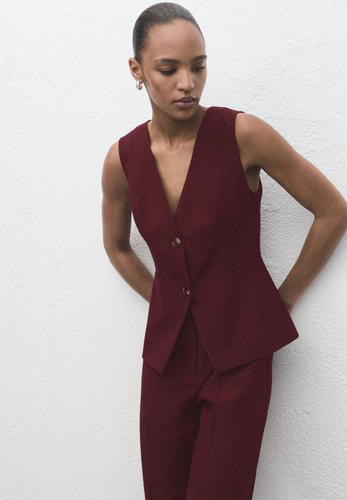 MANGO - Jumpsuit Vesty - Dark Red