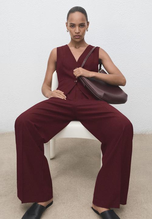 MANGO - Jumpsuit Vesty - Dark Red