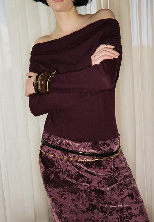 MANGO - Sweater bandeau - dark red