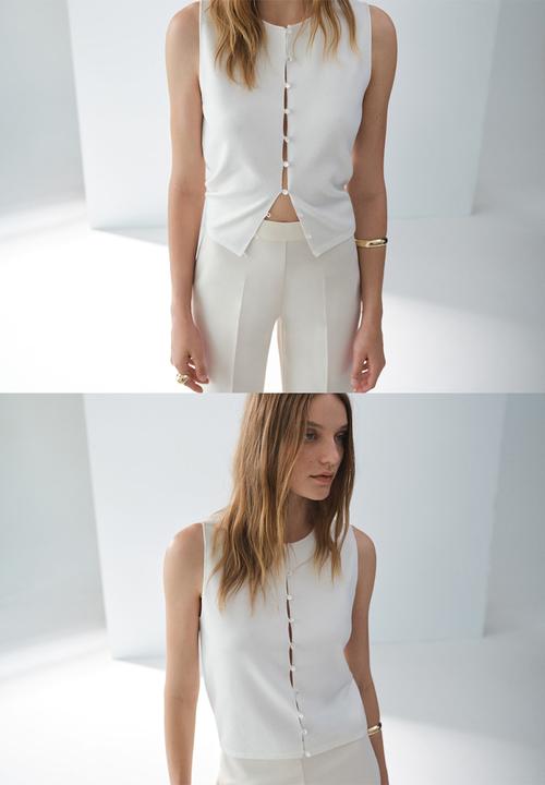 MANGO - Vest Drop - White