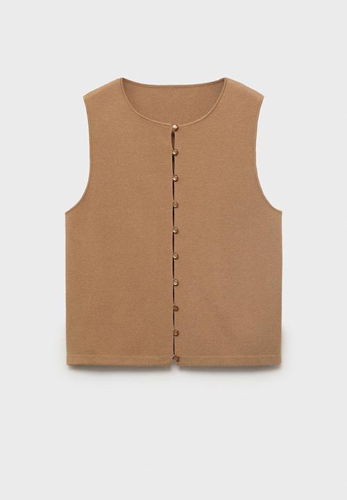 MANGO - Vest Drop - Medium Brown