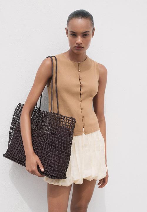 MANGO - Vest Drop - Medium Brown