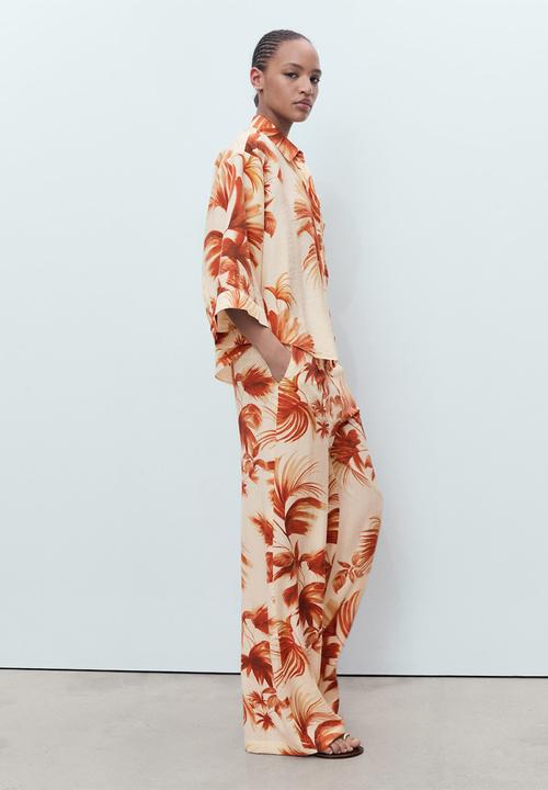 MANGO - Trousers Palm - Natural