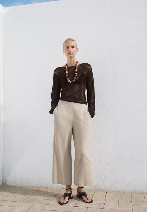 MANGO - Trousers Linovisf - Light Beige