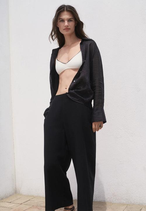 MANGO - Trousers Linovisf - Black