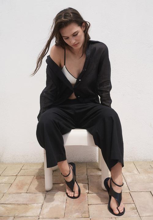MANGO - Trousers Linovisf - Black