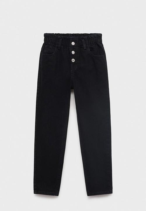 MANGO - Jeans Paperbag - black denim