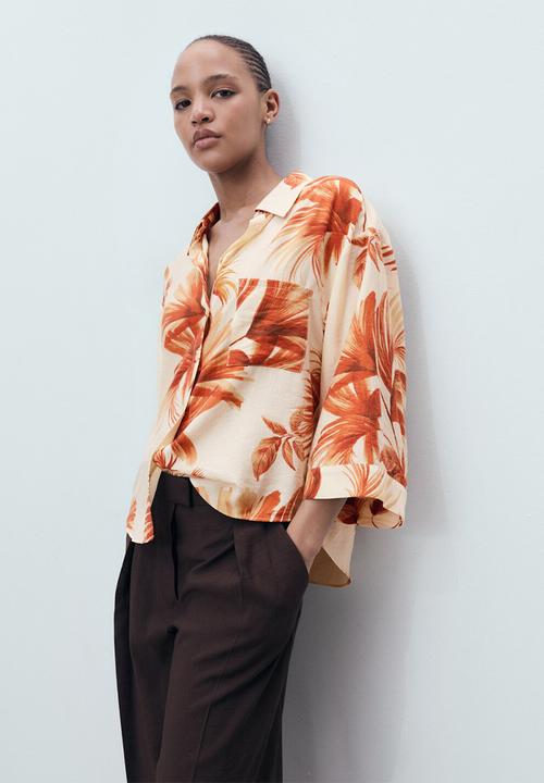 MANGO - Shirt Palm - Natural