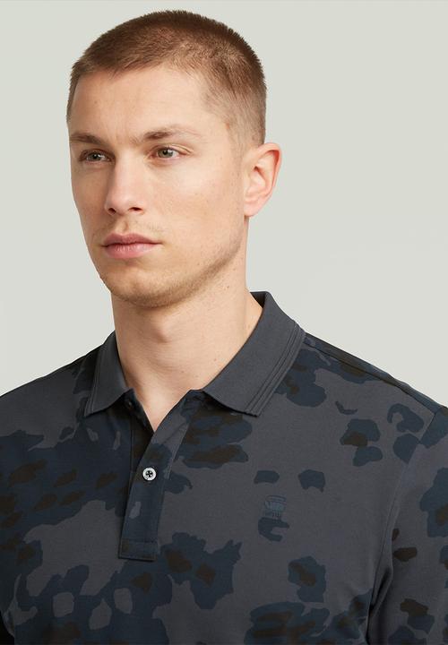 G-STAR - Dunda Slim Ao Polo Short Sleeve - India Ink Forest Camo