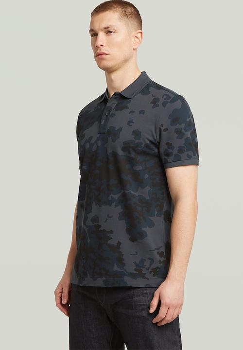 G-STAR - Dunda Slim Ao Polo Short Sleeve - India Ink Forest Camo