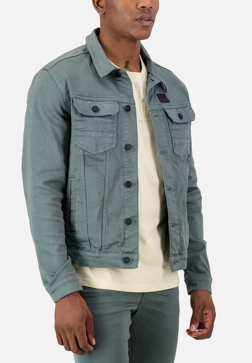 S.P.C.C - Rodan Jacket Regular Fit Denim Trucker Jacket Celeste - grey
