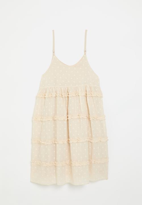 Pop Candy - Ruffle tier adorned dress - oat