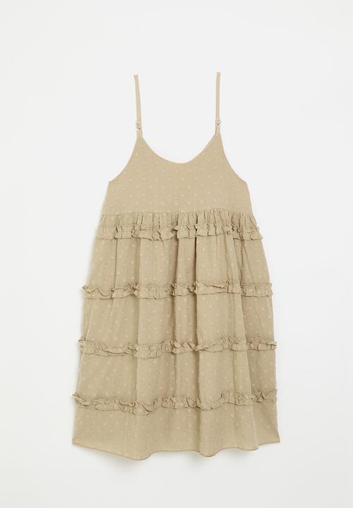 Pop Candy - Ruffle tier adorned dress - husk brown