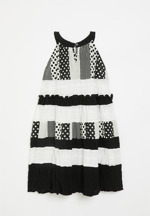 Pop Candy - Print block patchwork dress - black/white
