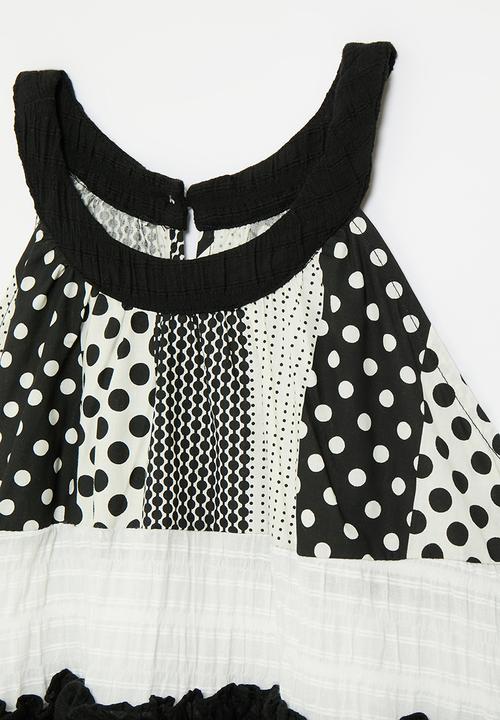 Pop Candy - Print block patchwork dress - black/white