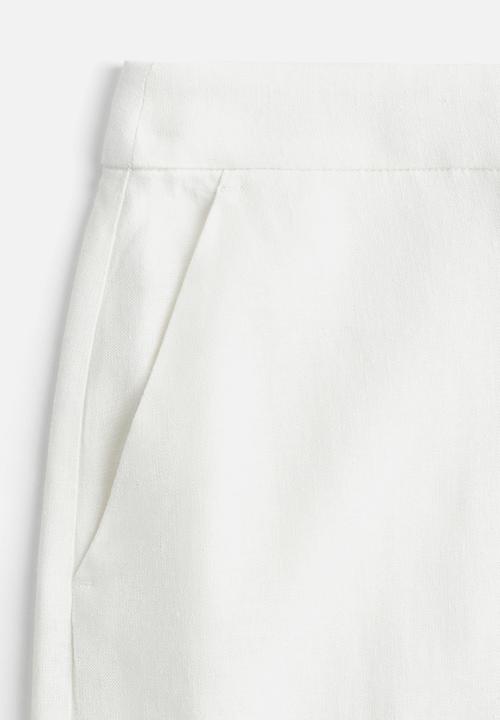 H&M - Wide linen-blend trousers - white
