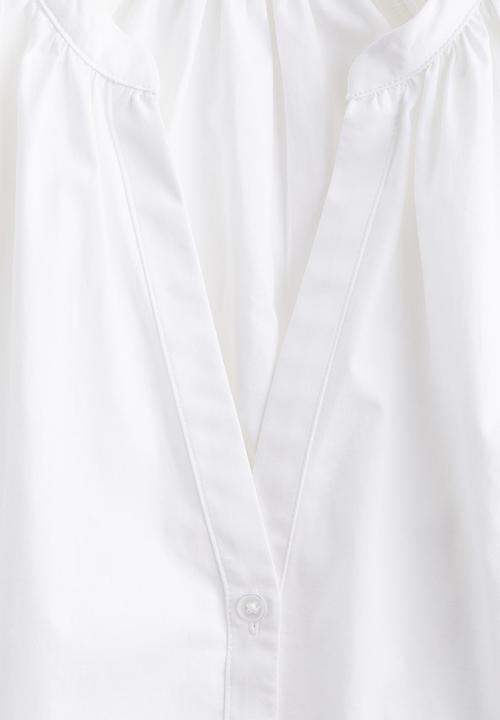 H&M - Balloon-sleeved poplin blouse - white