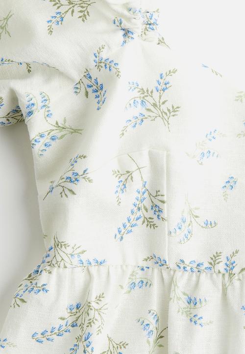 H&M - Puff-sleeved dress - cream/floral