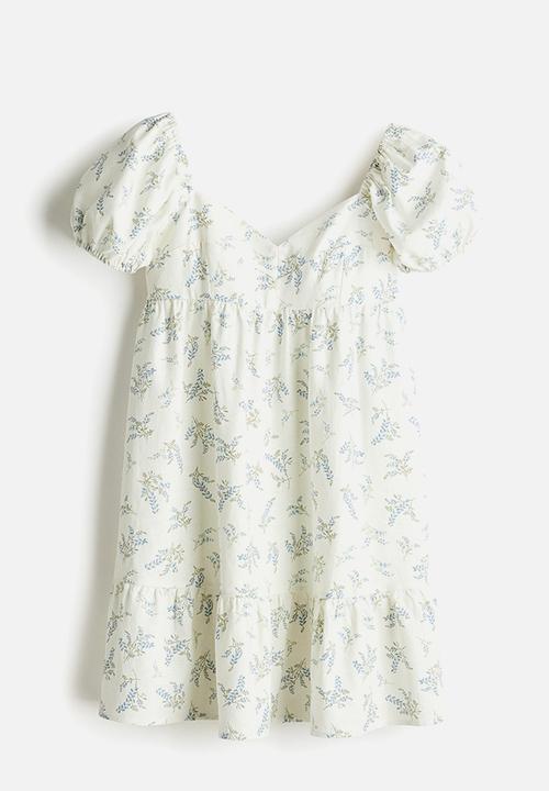 H&M - Puff-sleeved dress - cream/floral