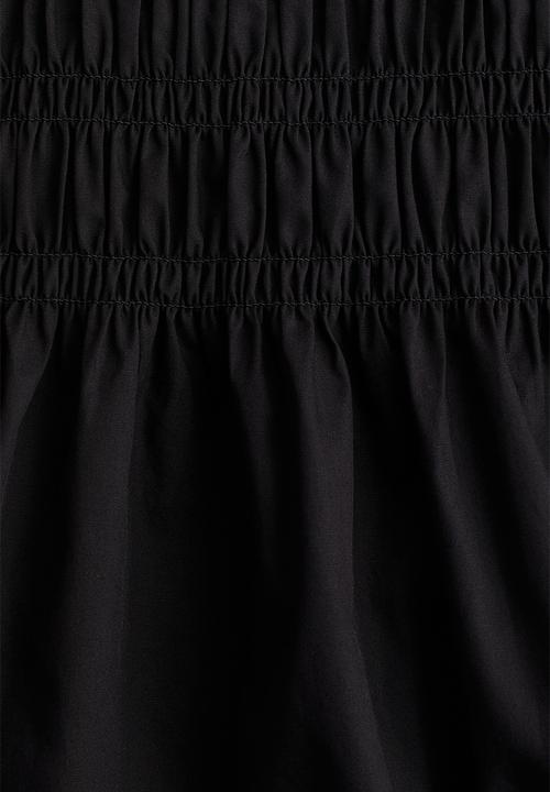 H&M - Smocked-bodice cotton dress - black