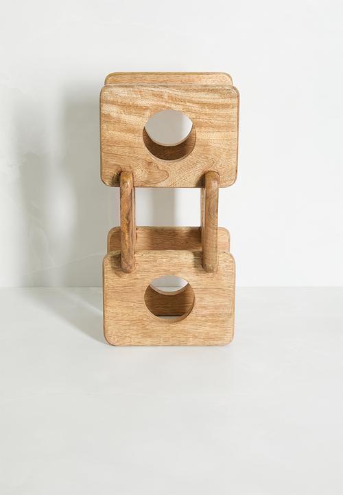 Sixth Floor - 3 Bottle Wooden Wine Rack - Natural