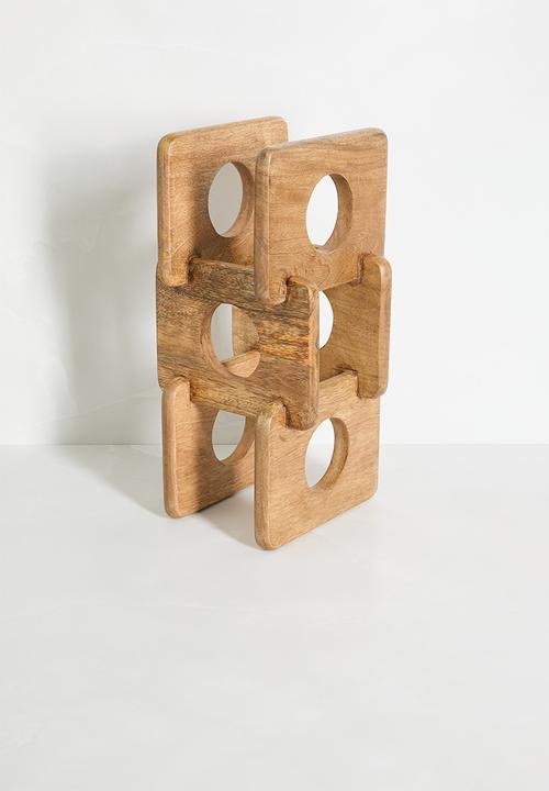 Sixth Floor - 3 Bottle Wooden Wine Rack - Natural