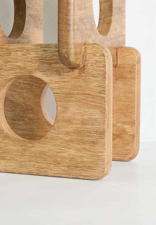 Sixth Floor - 3 Bottle Wooden Wine Rack - Natural