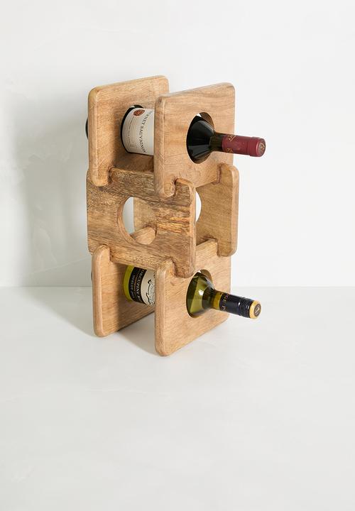 Sixth Floor - 3 Bottle Wooden Wine Rack - Natural