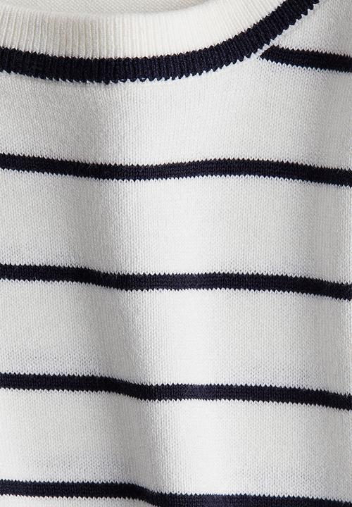 H&M - Fine-knit sweater vest - white/navy blue striped