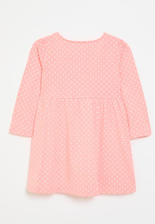 Pop Candy - Bunny graphic polka dot dress - salmon pink