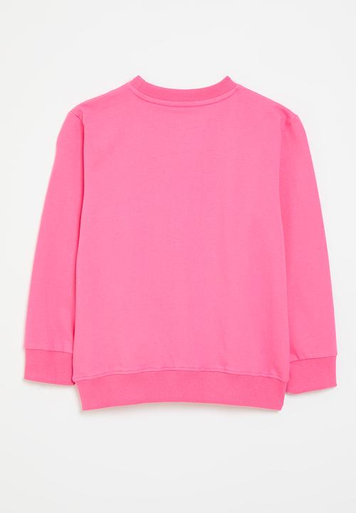 Pop Candy - Merrow edged graphic sweat top - deep pink