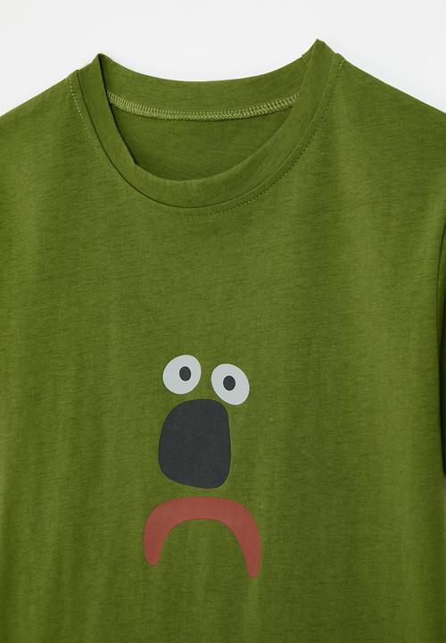 Pop Candy - Sad face placement tee - fern green