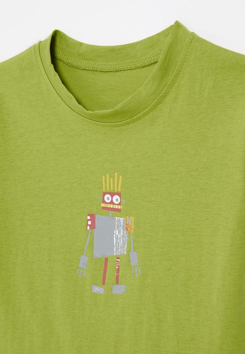 Pop Candy - Tee with placement print - pear green/tin robot