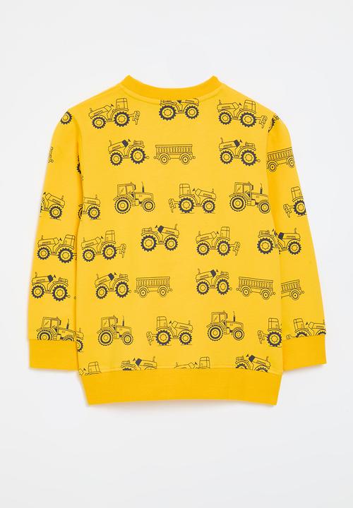 Pop Candy - Tractor all-over print sweatshirt - yellow