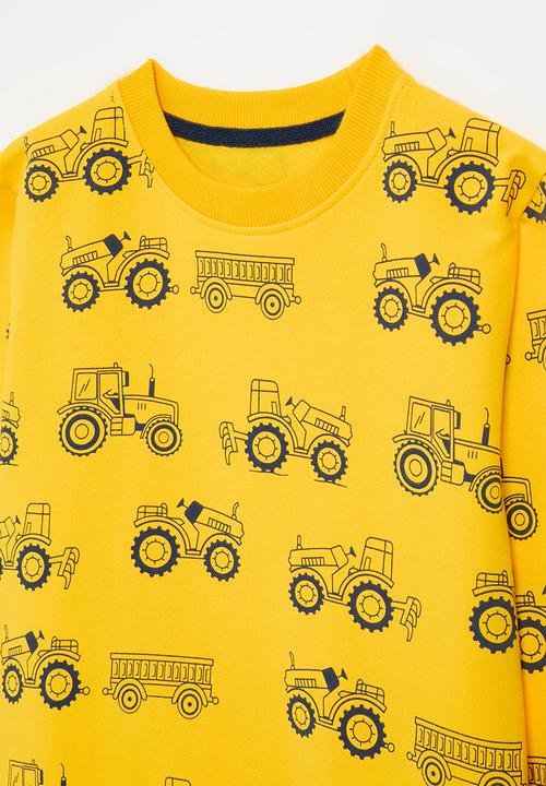 Pop Candy - Tractor all-over print sweatshirt - yellow