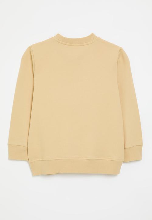 Pop Candy - Embroidered tractor crew neck sweater - light brown