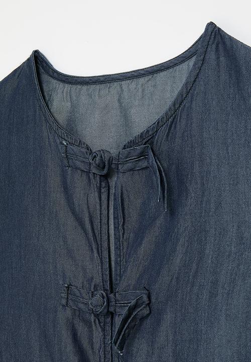 Pop Candy - Denim waistcoat with button knots - blue