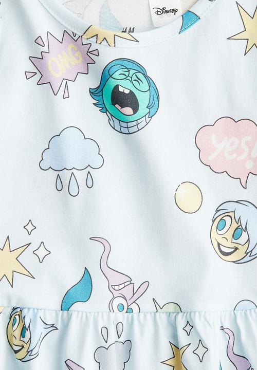 H&M - Printed cotton dress - light blue inside out