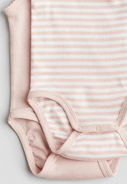 H&M - 2 pack sleeveless cotton bodysuits - light pink striped
