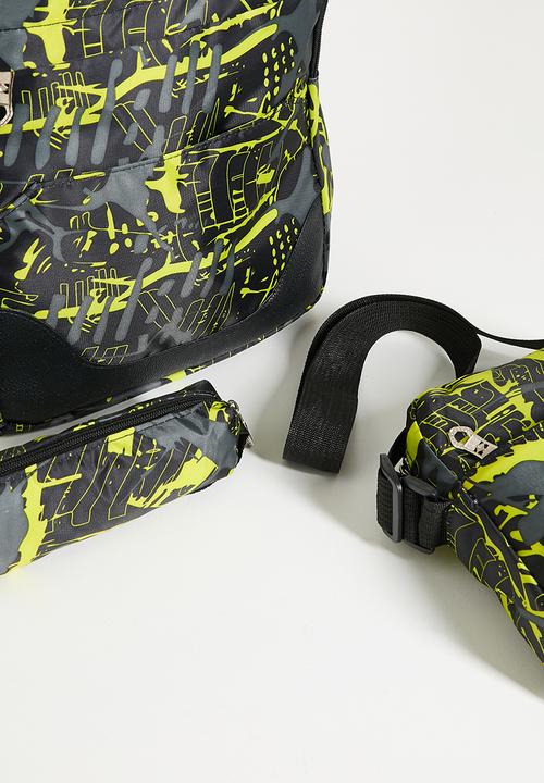 Pop Candy - 3 piece backpack set - black/bamboo green