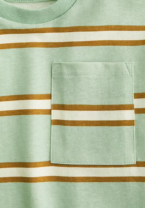 H&M - Motif-detail cotton t-shirt - light green striped