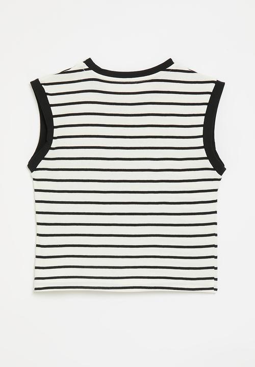 Pop Candy - Striped vest with placement print - white/black stripes/robot multi