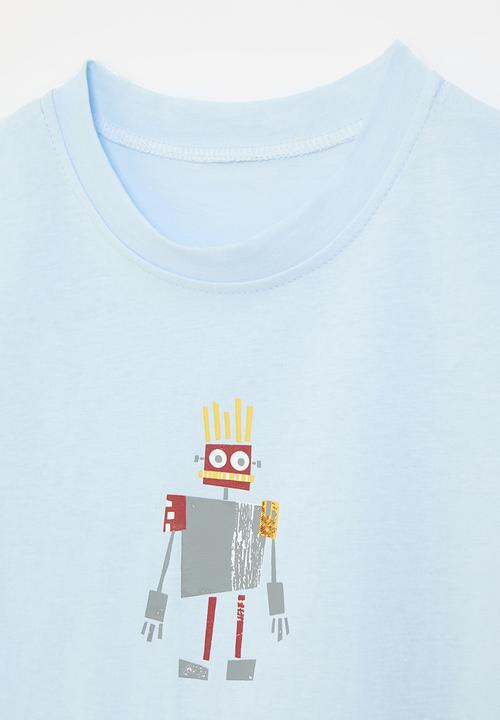 Pop Candy - Tee with placement tee - light blue/tin robot